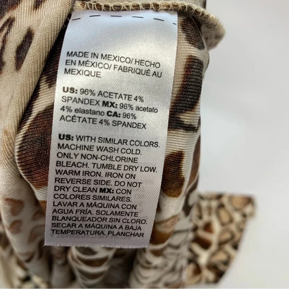 Chicos Travelers 0 Top Woman Small  Slinky Knit Brown Animal Print 3/4 Sleeve - Picture 9 of 11